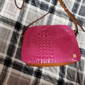 Kate Landry Croc style Hot Pink And Light tan crossbody with long strap